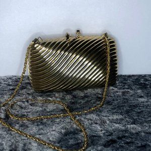 Vintage Italian Serpent Gold Tone Hard Shell Purse